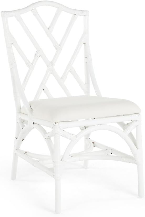 Kouboo Rattan Chippendale Upholstered Dining Chair, White, Set of 2 Chairs | Amazon (US)