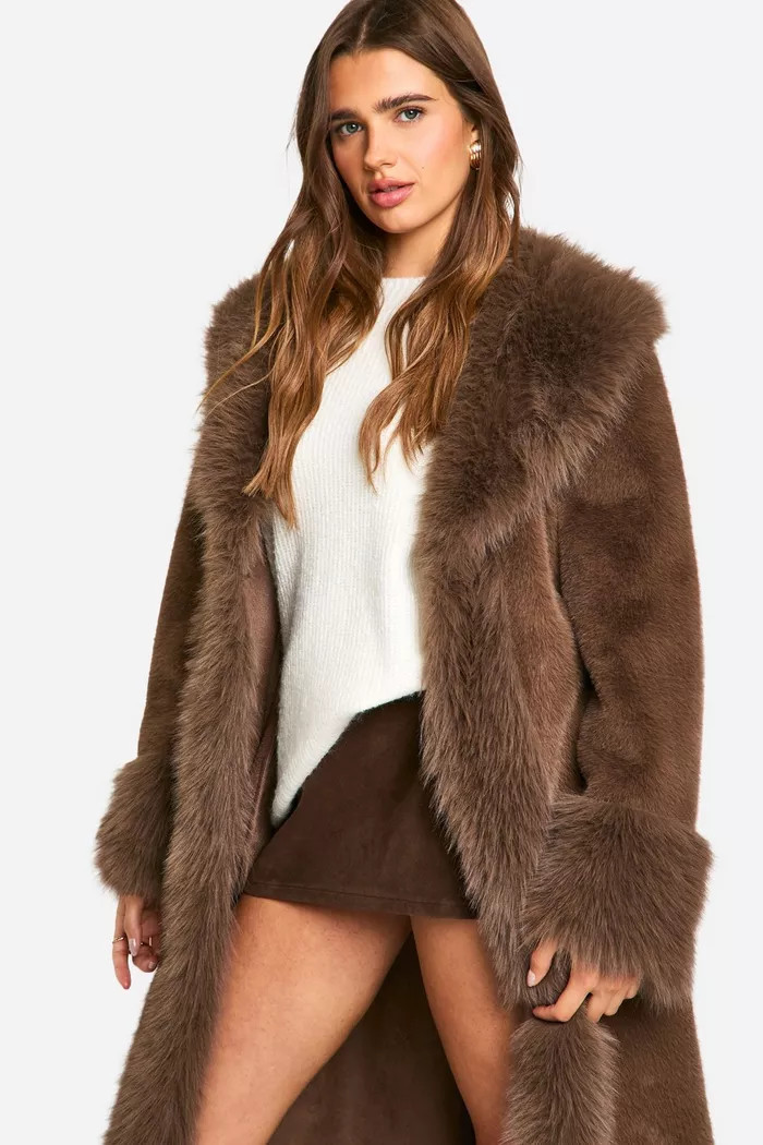 Premium Faux Fur Bonded Midaxi Coat | Boohoo.com (UK & IE)