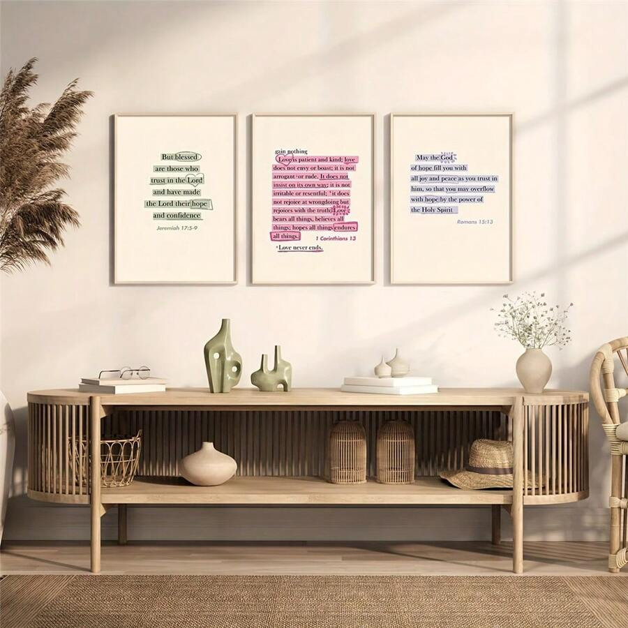3pcs Of Bible Verse Mural Canvas Prints, Inspirational Quotes Posters, Modern Bible Murals, Inspi... | SHEIN