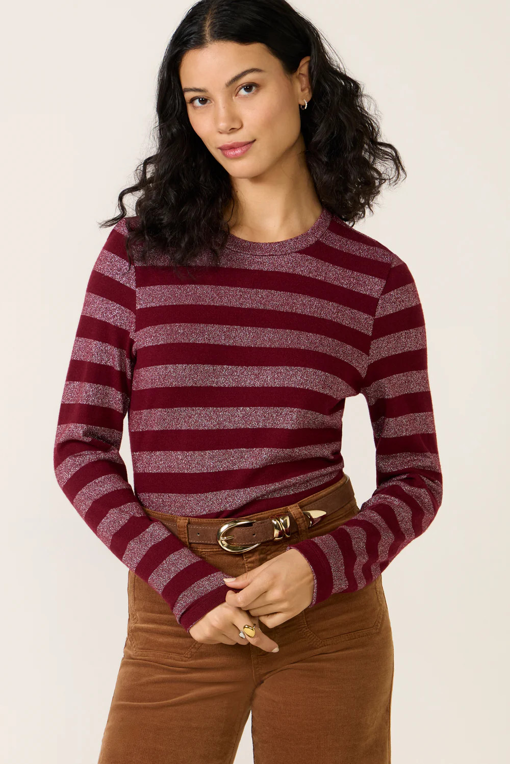 Brushed Rilo Lurex Stripe Top | Evereve