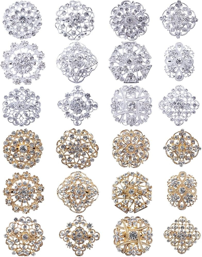 Brooches and Pins for Women, Gold or Silver Color with Rhinestone Crystal Flower Brooch Pins for ... | Amazon (US)