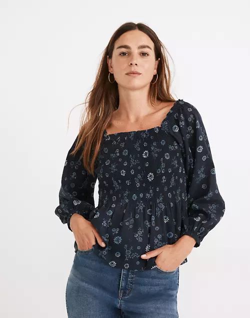 Lucie Smocked Peplum Top in Cottage Floral | Madewell