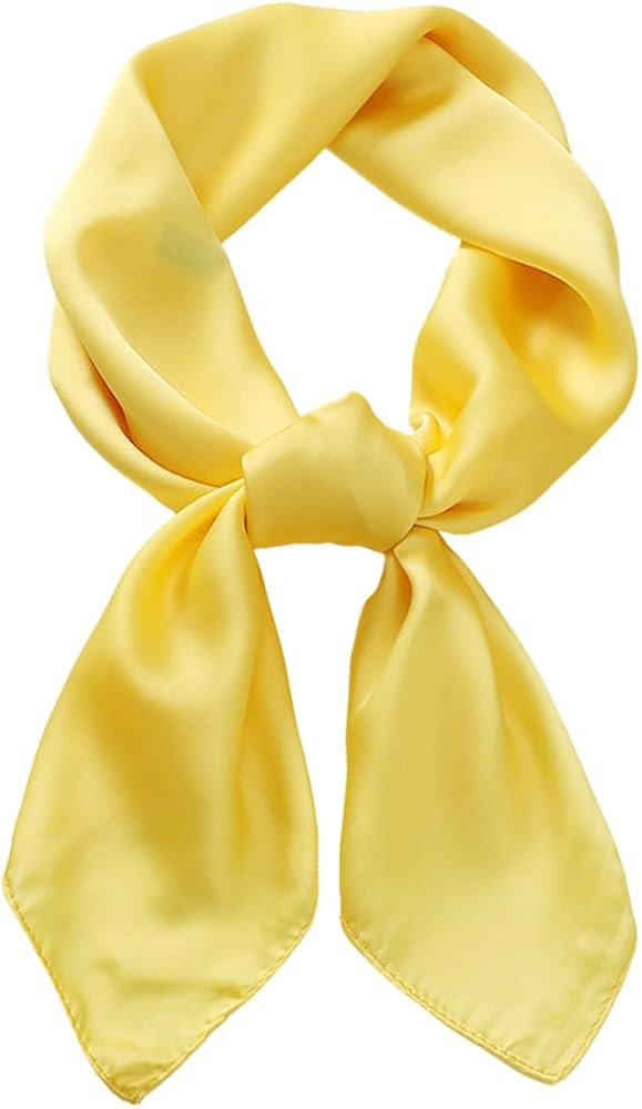 CHUNG Women's Square Satin Scarf 27.5" Bandanas Solid 50s Retro Neck Scarves Emulation Silk Handb... | Amazon (US)