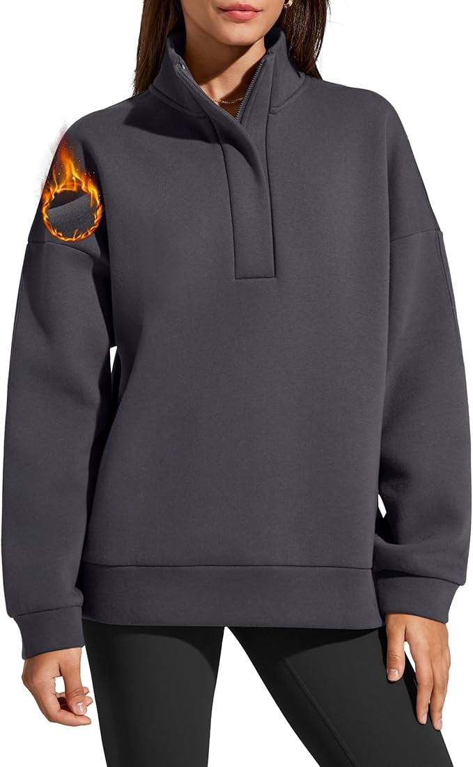 G4Free Flurrylux Women's Fleece Lined Sweatshirts Half Zip Dropped Shoulder Oversized Pullover Lo... | Amazon (US)