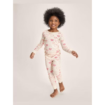 Gymboree Girls Long Sleeve Floral Heart Snug Fit Pointelle Pajamas - Gymmies White 8 | Target