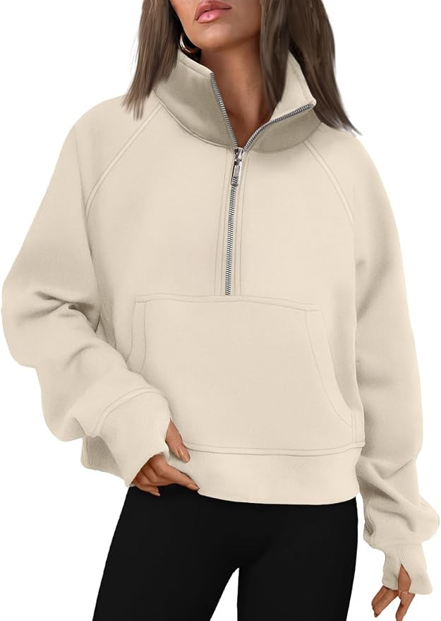 AUTOMET Womens Sweatshirts Half Zip Cropped Pullover Fleece Quarter Zipper Hoodies 2026 Fall Fash... | Amazon (US)