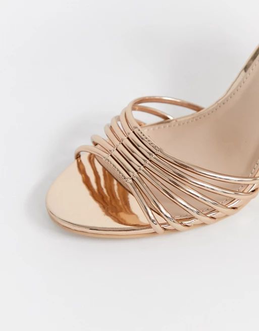 Glamorous rose gold mirror strappy heeled sandals | ASOS | ASOS US
