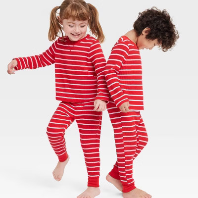 Toddler Striped Matching Family Thermal Pajama Set - Wondershop™ Red | Target