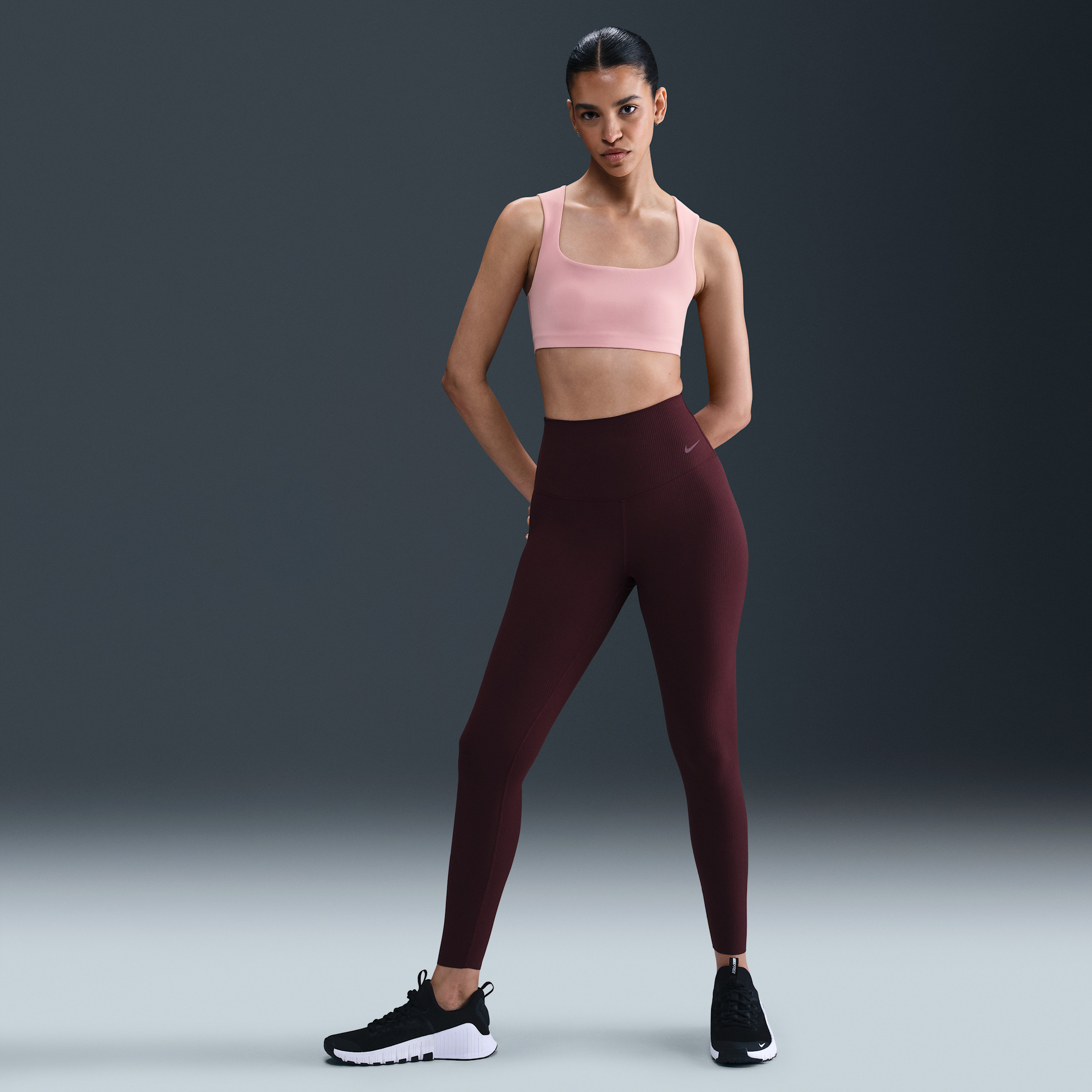 Nike Women's Zenvy Rib High-Waisted 7/8 Leggings in Red | HF1443-652 | Nike (US)