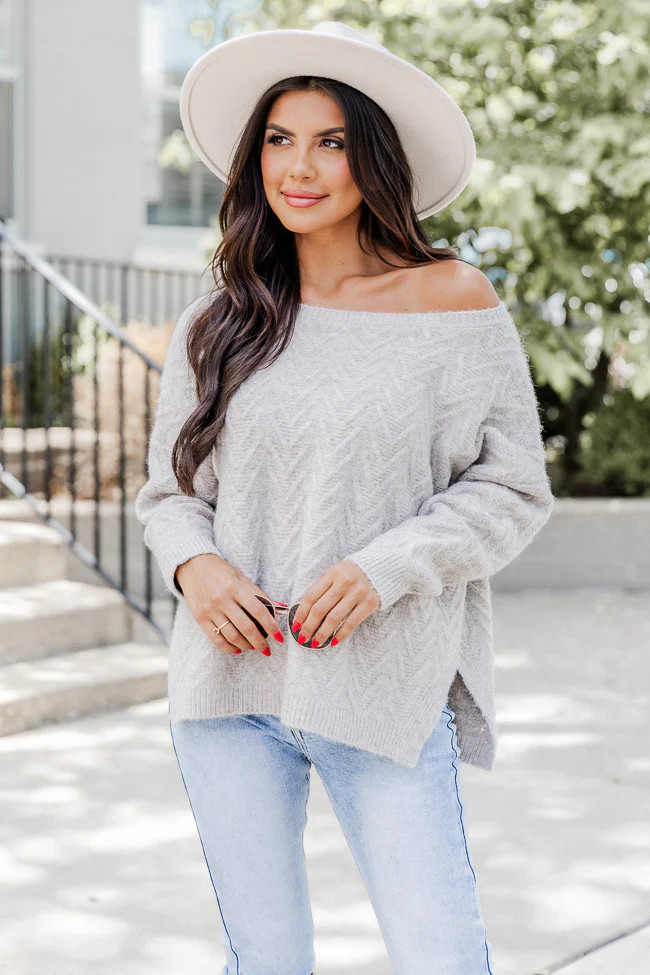 Candid Feelings Beige Boat Neck Textured Sweater | Pink Lily