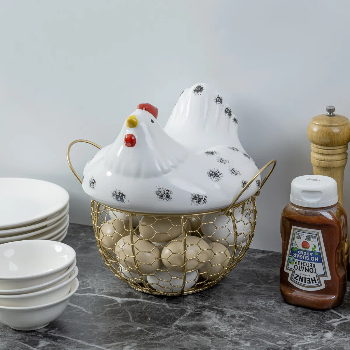 Chicken Decorative Object With Egg Storage Basket | Wayfair North America