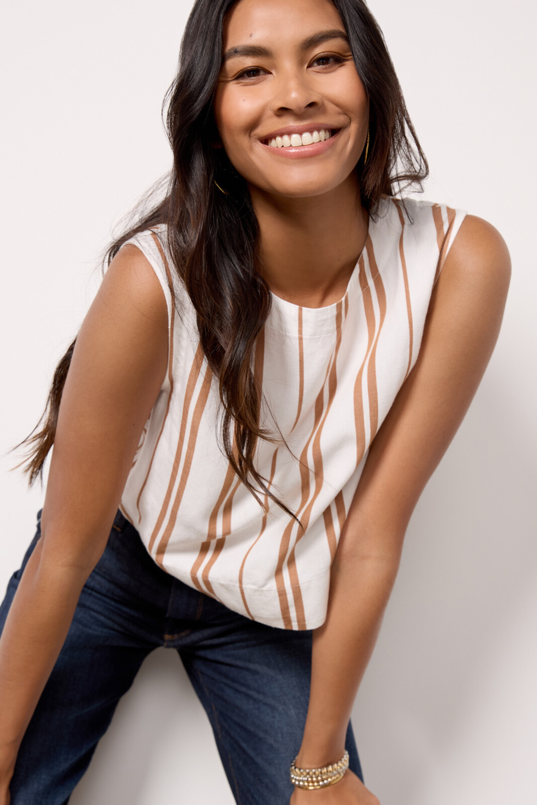 Stripe Button Back Top | Evereve