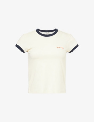 Yes Sir Embroidered Logo Fitted Stretch-Cotton T-Shirt | Selfridges