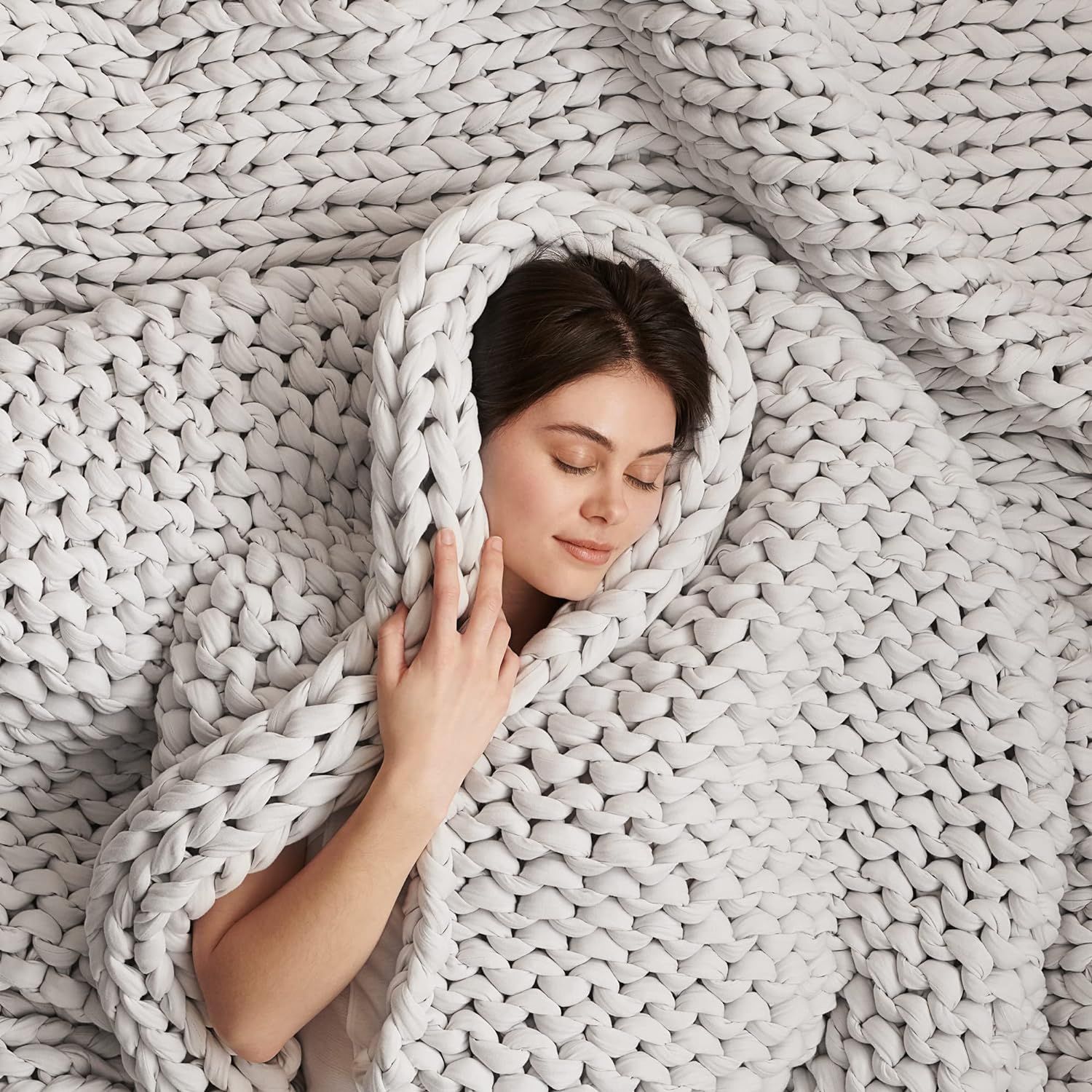 Bearaby Napper Organic Hand-Knit Weighted Blanket for Adults - Chunky Knit Blanket - Sustainable,... | Amazon (US)
