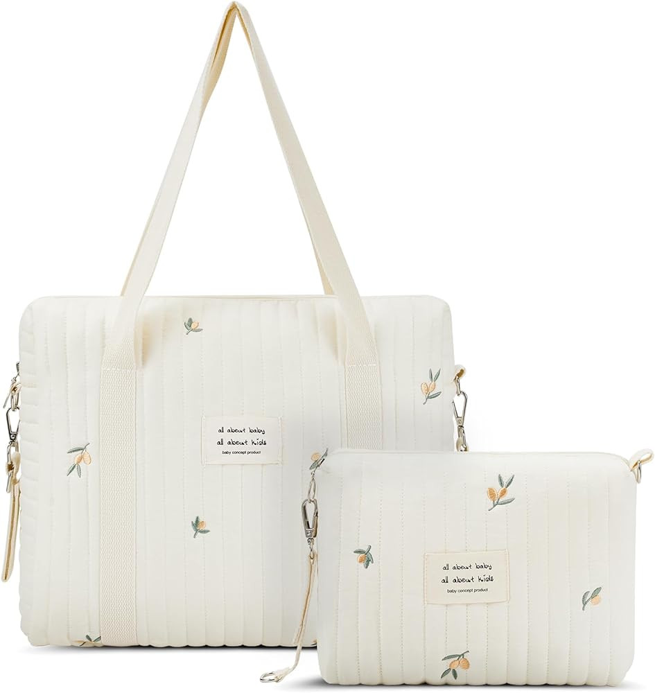 Paterr 2 Pcs Diaper Bag Tote for Women Multifunction Multisize Maternity Bag Quilted Cotton Cute ... | Amazon (US)