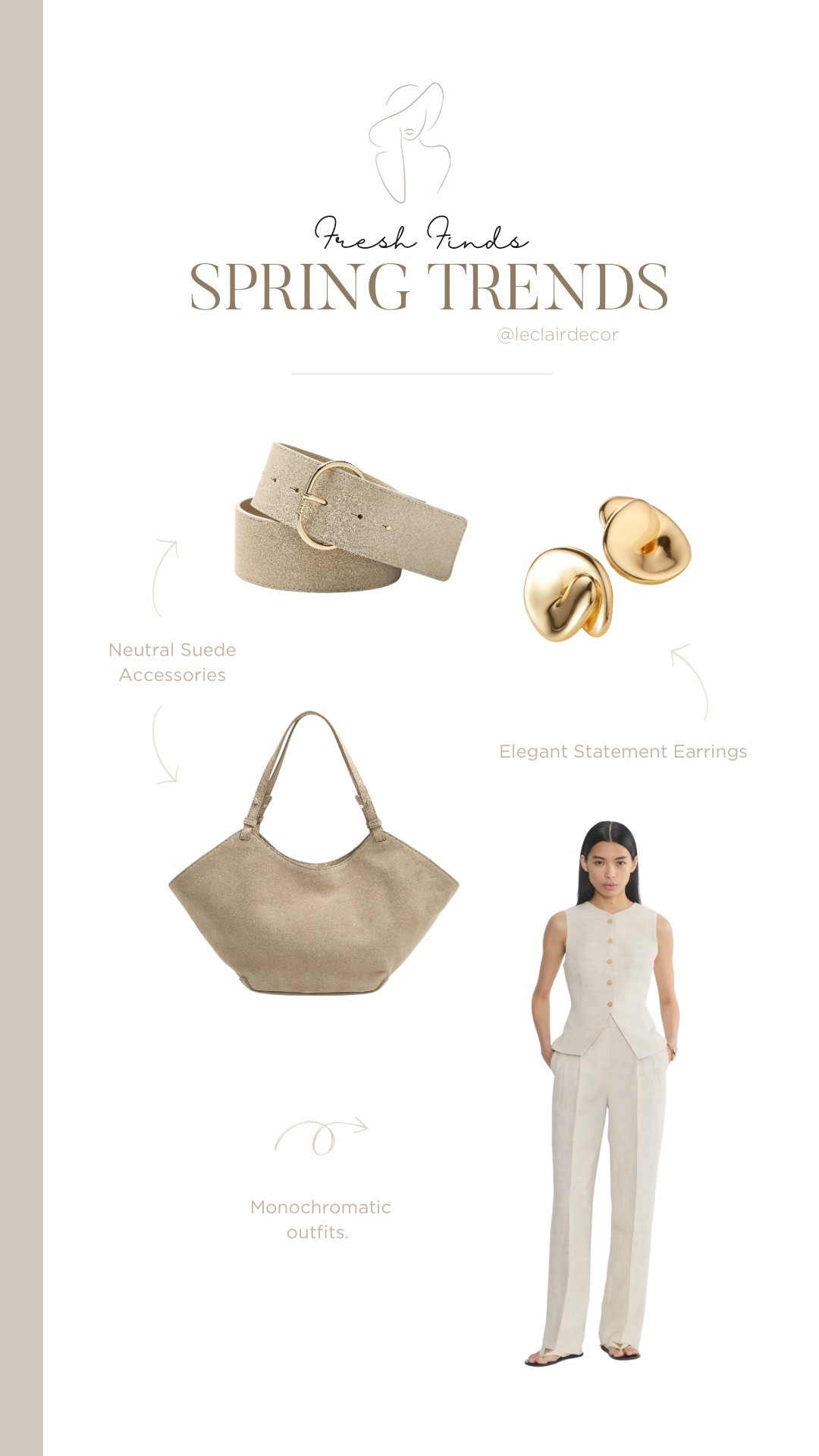 Spring Fashion Trends 
Classic Pieces 
Neutral Outfit 
Capsule Wardrobe 

#Neutral 
#Suede 
#Linen 
#Camel 
#Sand 
#Gold Earrings



#LTKSpringSale #LTKOver40 #LTKSeasonal