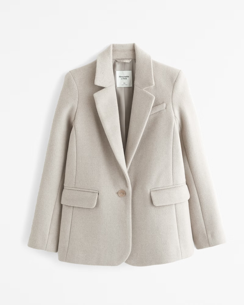 Abercrombie & Fitch Women's Wool-Blend Blazer in Taupe - Size XXS | Abercrombie & Fitch (US)