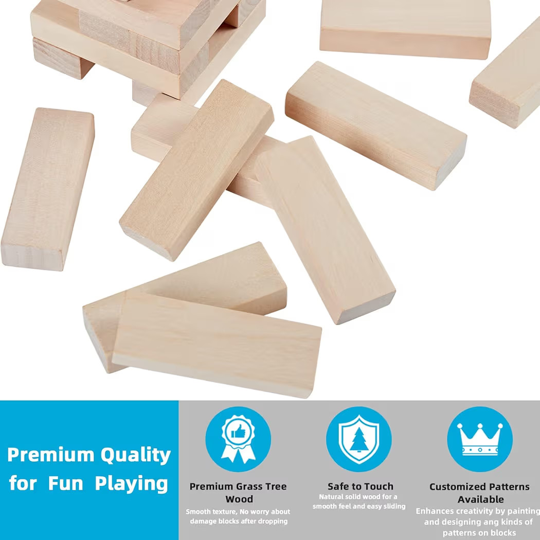 Mini Tumble Tower, 54PCS Wooden Stacking Game for Teens - Pine Stack Timber Board Games with 4 Di... | Amazon (US)