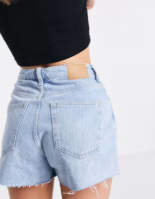Weekday Rowe organic cotton denim shorts in blue moise | ASOS (Global)