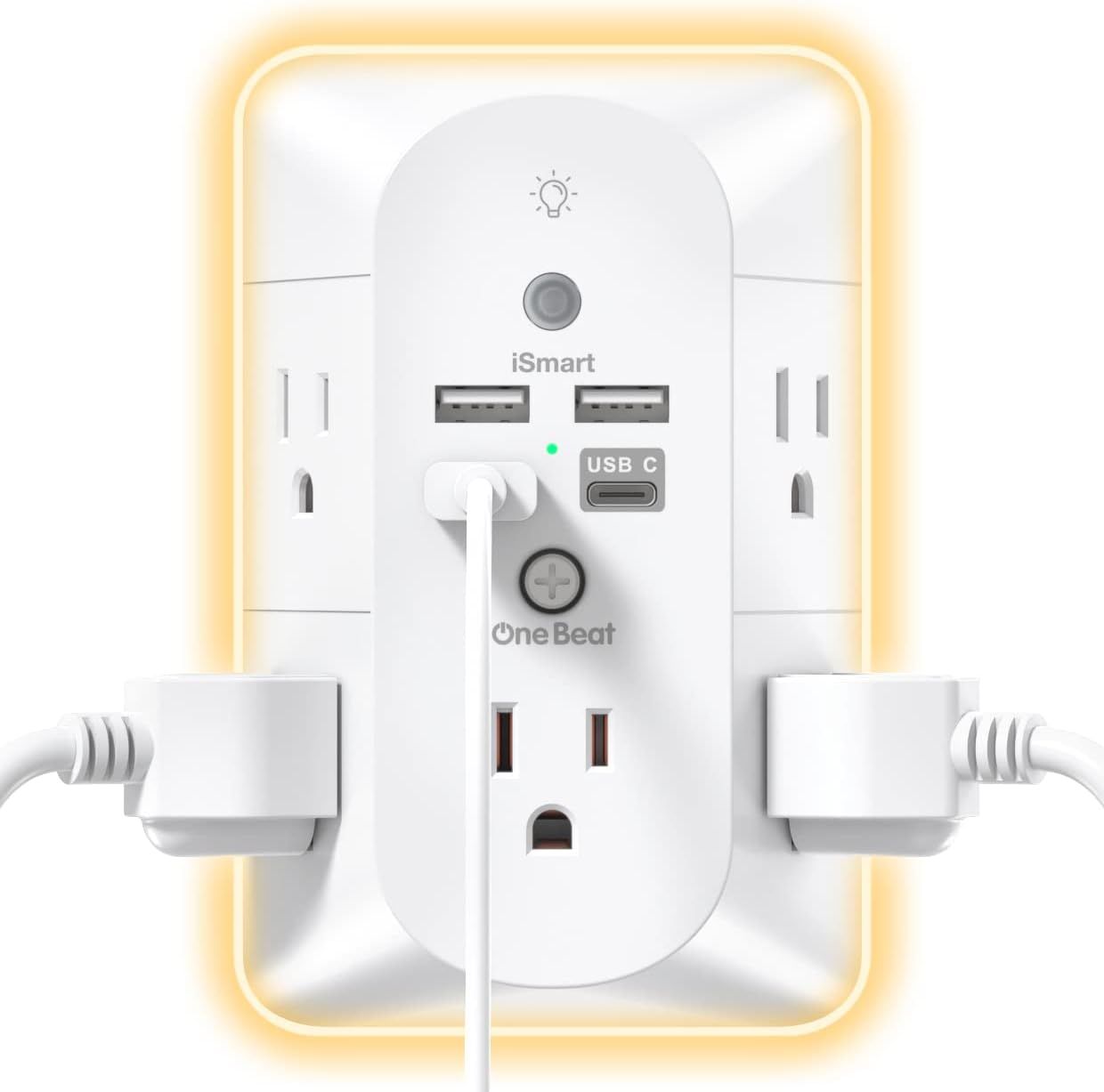 Outlet Extender with Night Light, Surge Protector, Power Strip, 5 Outlet Splitter (3 Side) and 4 ... | Amazon (US)