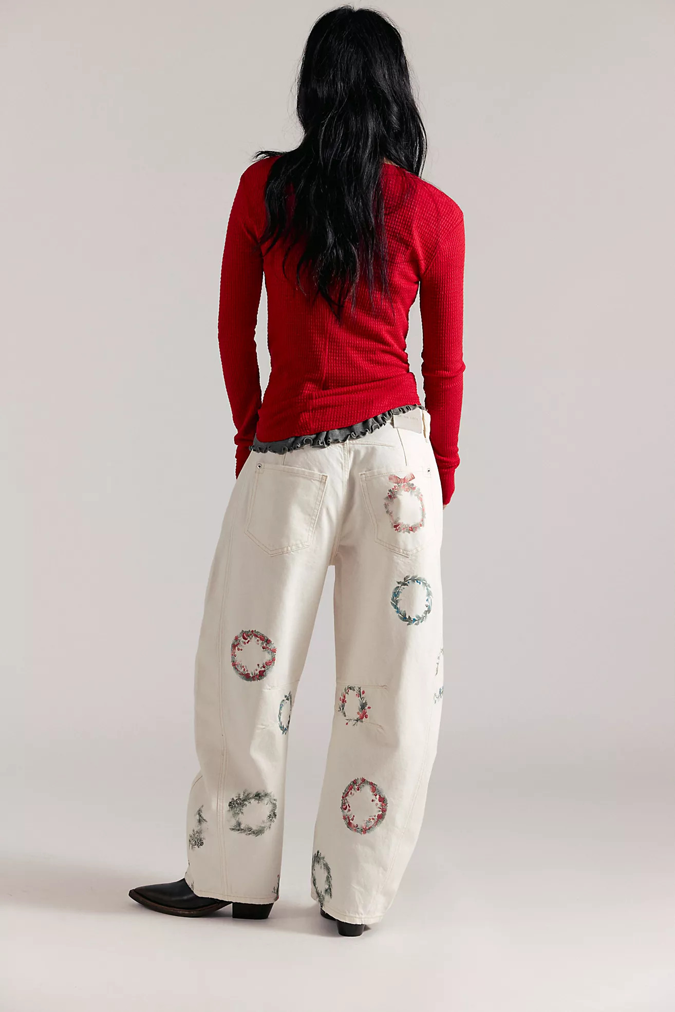 We The Free Good Luck Printed Barrel Jeans | Free People (UK)