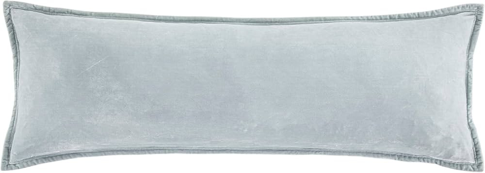 HiEnd Accents Stella Faux Silk Velvet Lumbar Pillow, 14x42 inch, Light Blue, Romantic Western Mod... | Amazon (US)