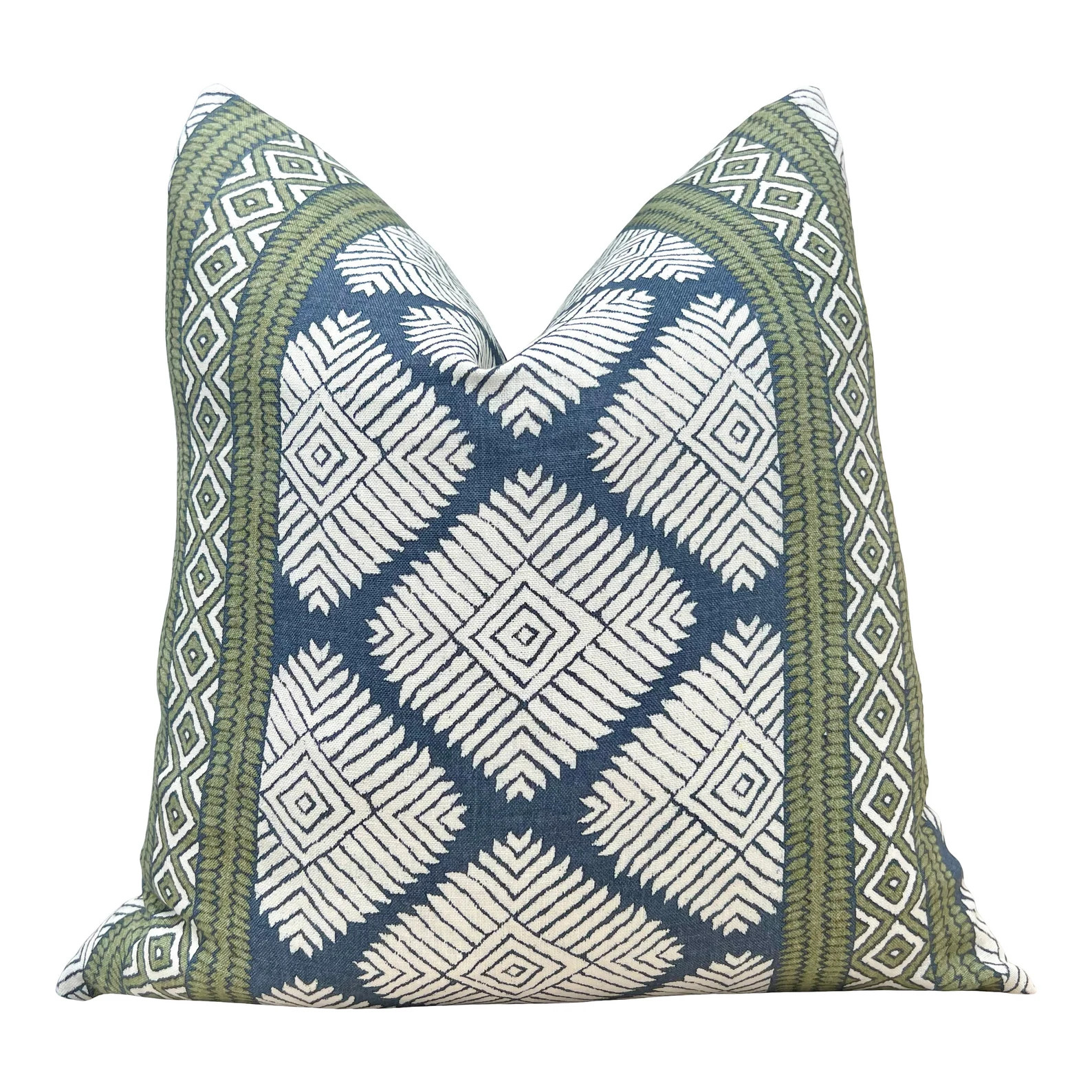 Austin Stripe Pillow in Navy Blue and Green. Designer Decorative Coastal Pillow Cover in Green Bl... | Etsy (US)