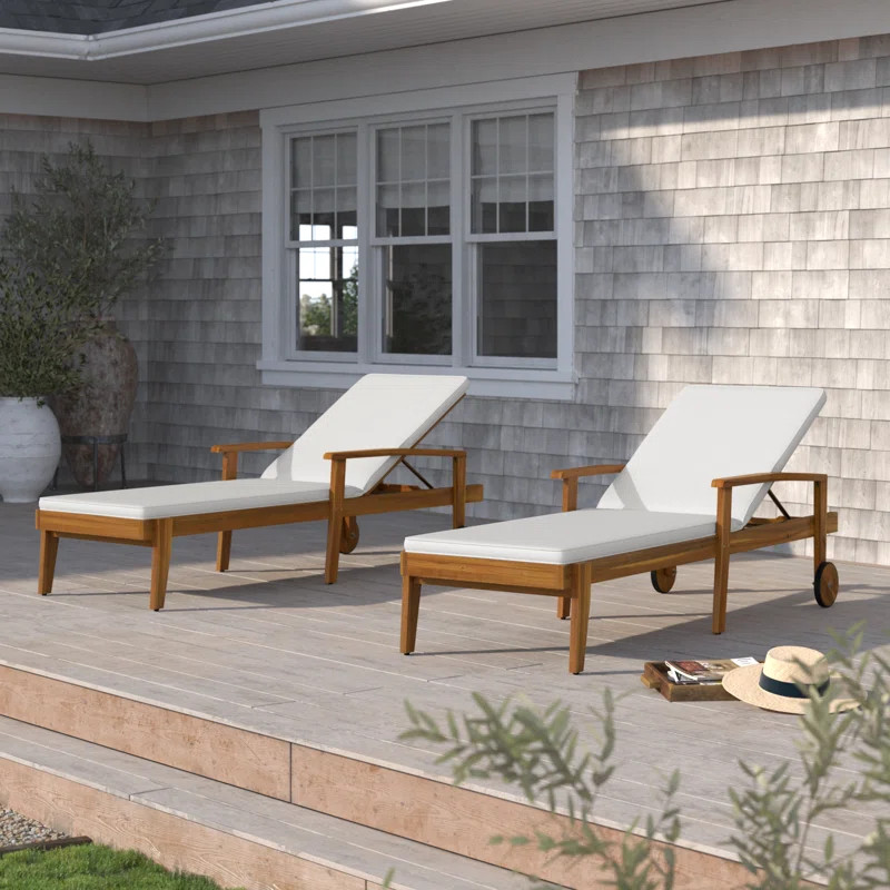 Saeon Outdoor Acacia Chaise Lounge Set | Wayfair North America
