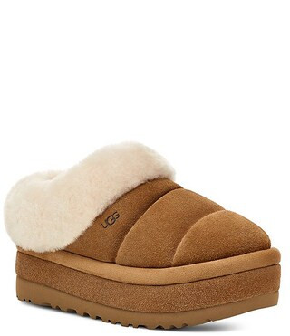 UGG Tazzlita Suede Fur Collar Platform Clog Slippers | Dillard's | Dillard's