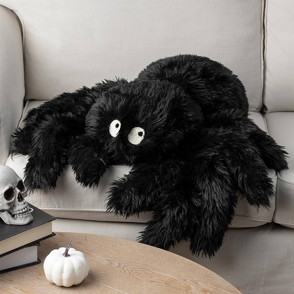 Phantoscope Happy Halloween Spider Shaped Throw Pillow, Faux Fur Fluffy Tarantula Shaped Hallowee... | Amazon (US)