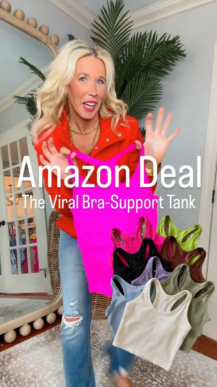 OK Amazon tanks are on sale right now. Grab them while you can. They’re built-in bra. You’re going to love how they fit feel and have so many different colors in them so they will go with everything whether it’s game day out whatever you need a certain color for they will have it.

#LTKdayinmylife #LTKOver40 #LTKvlog