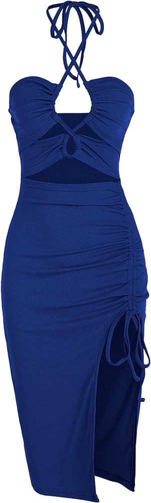 ZAFUL Women's Sleeveless Dress Sex Midi Halter Dresses Criss Cross Cami Womens Dresses Dress for ... | Amazon (US)