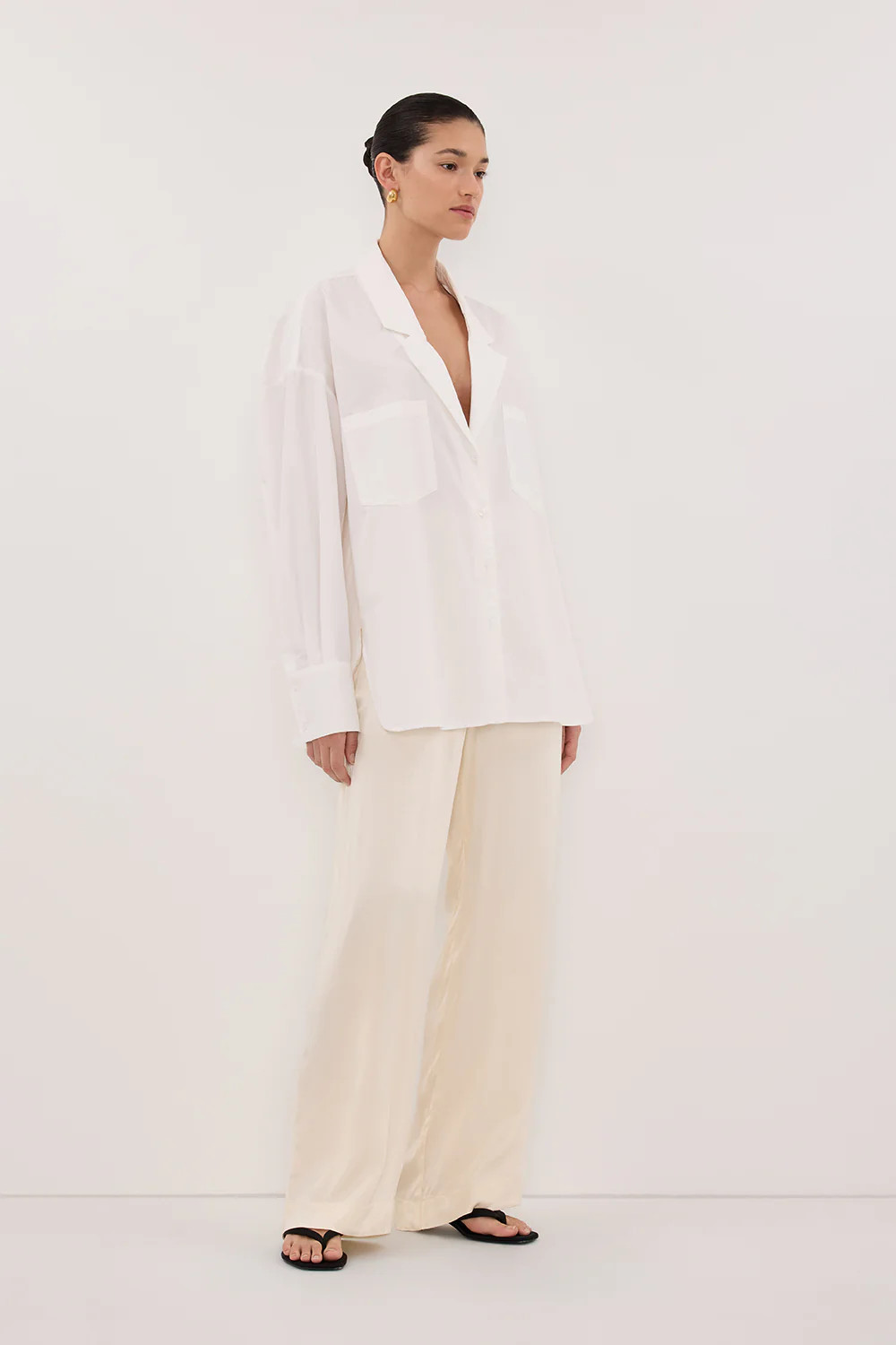 MONICA CREAM SATIN PANT | DISSH