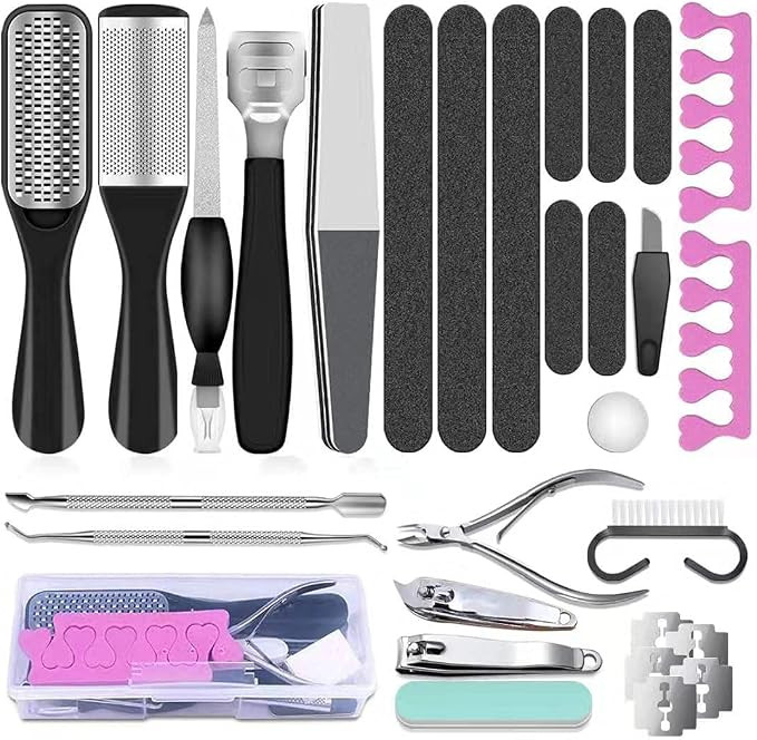Pedicure Tool Kit, 25 in 1 Foot Scrubber Pedicure Tools Set for Men Women Stainless Steel Foot Fi... | Amazon (US)