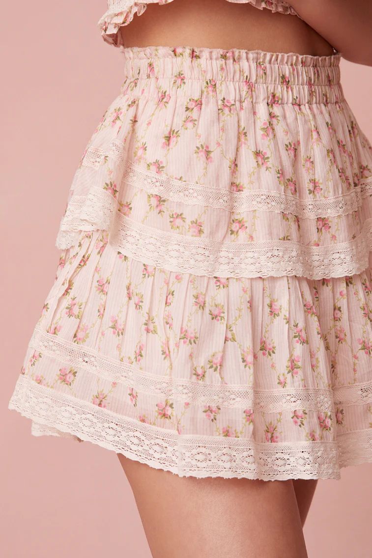 Ruffle Mini Dainty Floral Cotton Skirt | LoveShackFancy