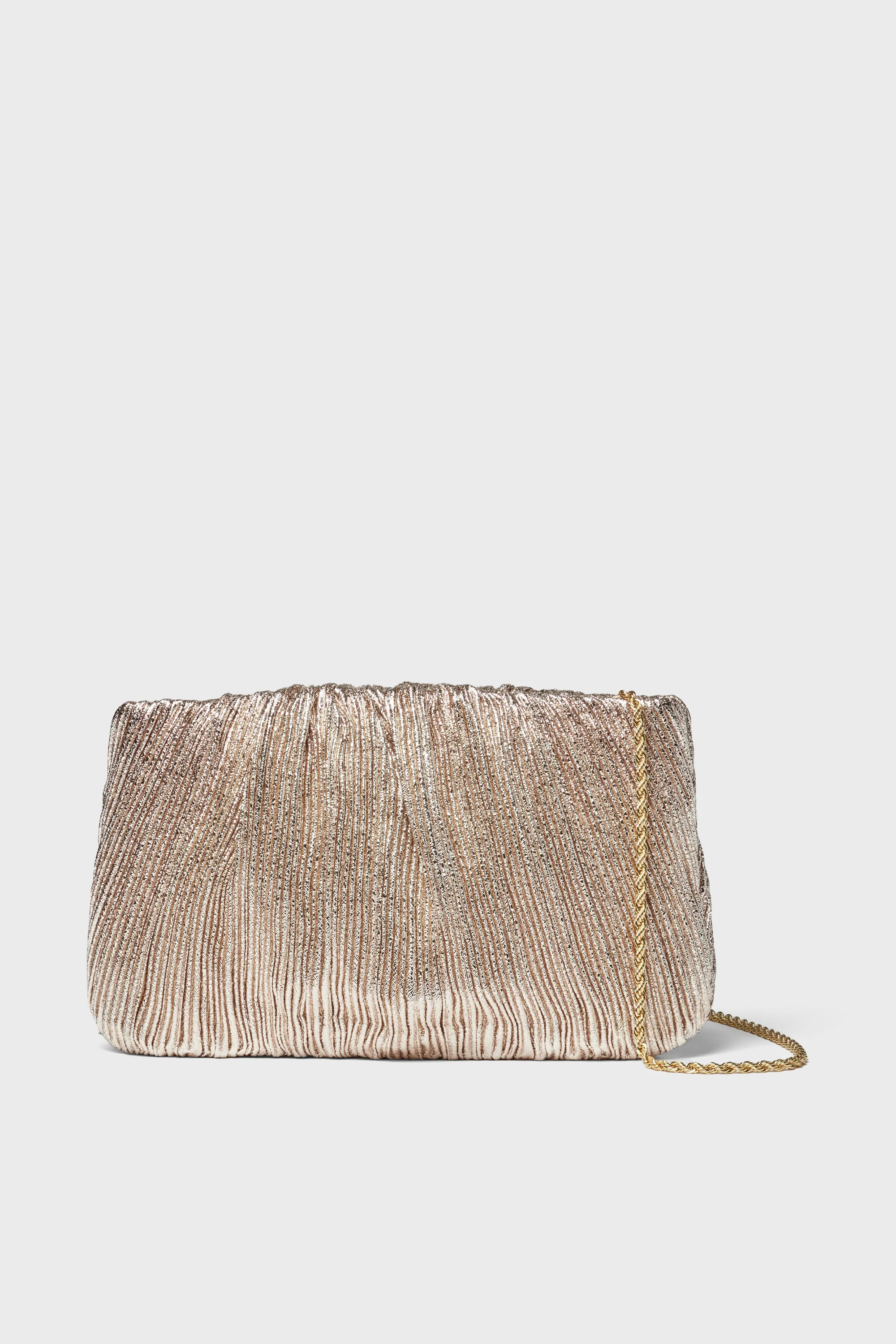 Champagne Shimmer Brit Pleated Clutch | Tuckernuck (US)