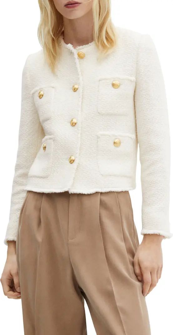 MANGO Pocket Tweed Jacket | White Tweed Jacket | White Blazer Outfit | Nordstrom