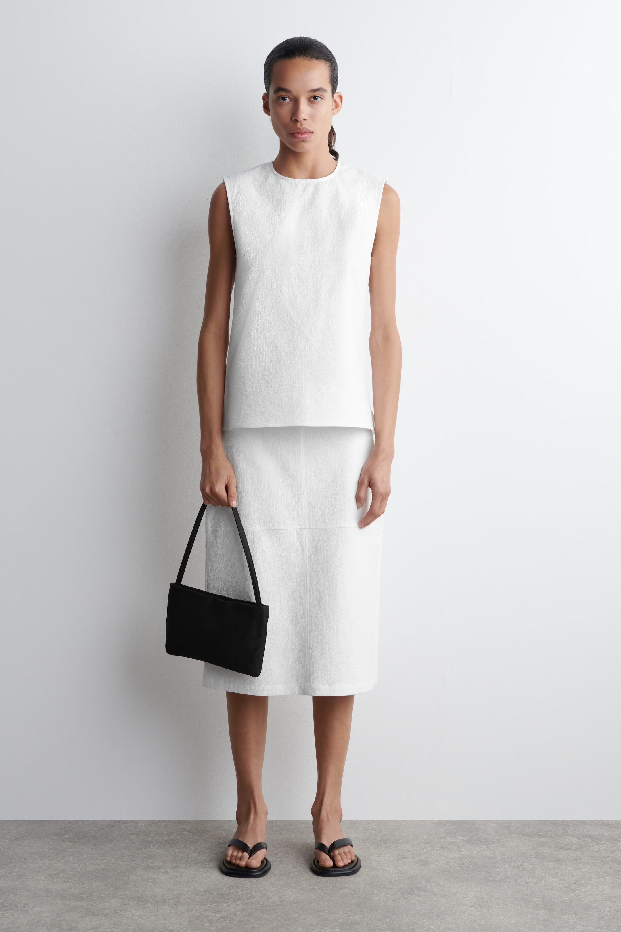 SLEEVELESS COTTON-SEERSUCKER TOP - WHITE | COS | COS UK