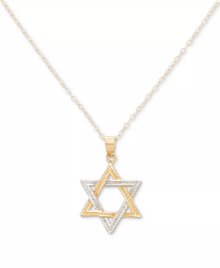 Star Of David 18" Pendant Necklace in 10k Two-Tone Gold | Macy's