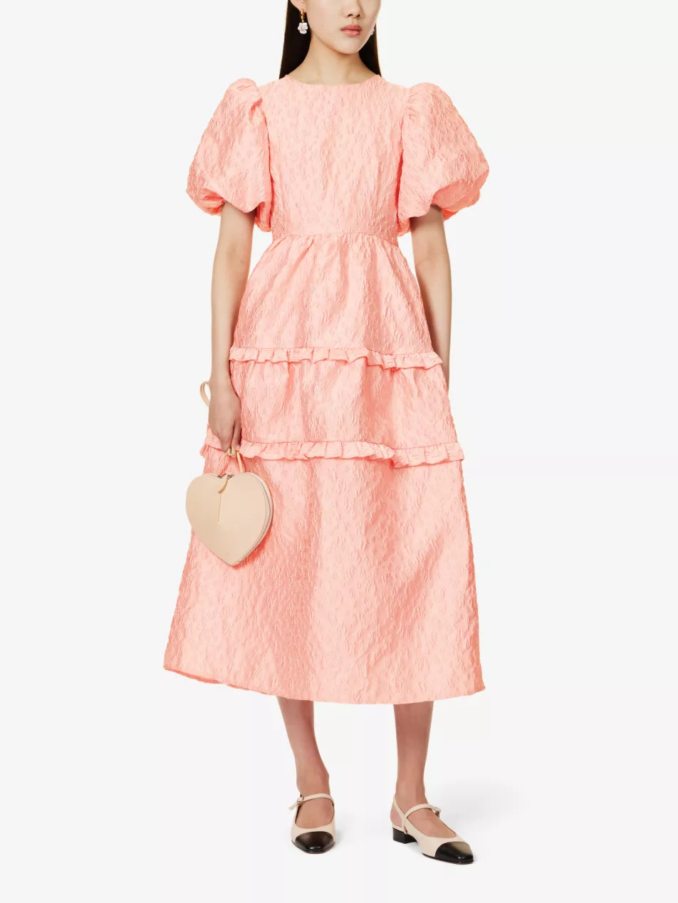 Papaya jacquard-texture woven midi dress | Selfridges