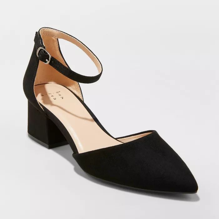Women's Natalia Microsuede Pointed Toe Block Heeled Pumps - A New Day™ | Target