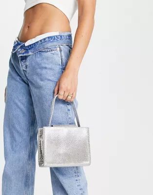 True Decadence mini grab bag in silver metallic snake | ASOS (Global)