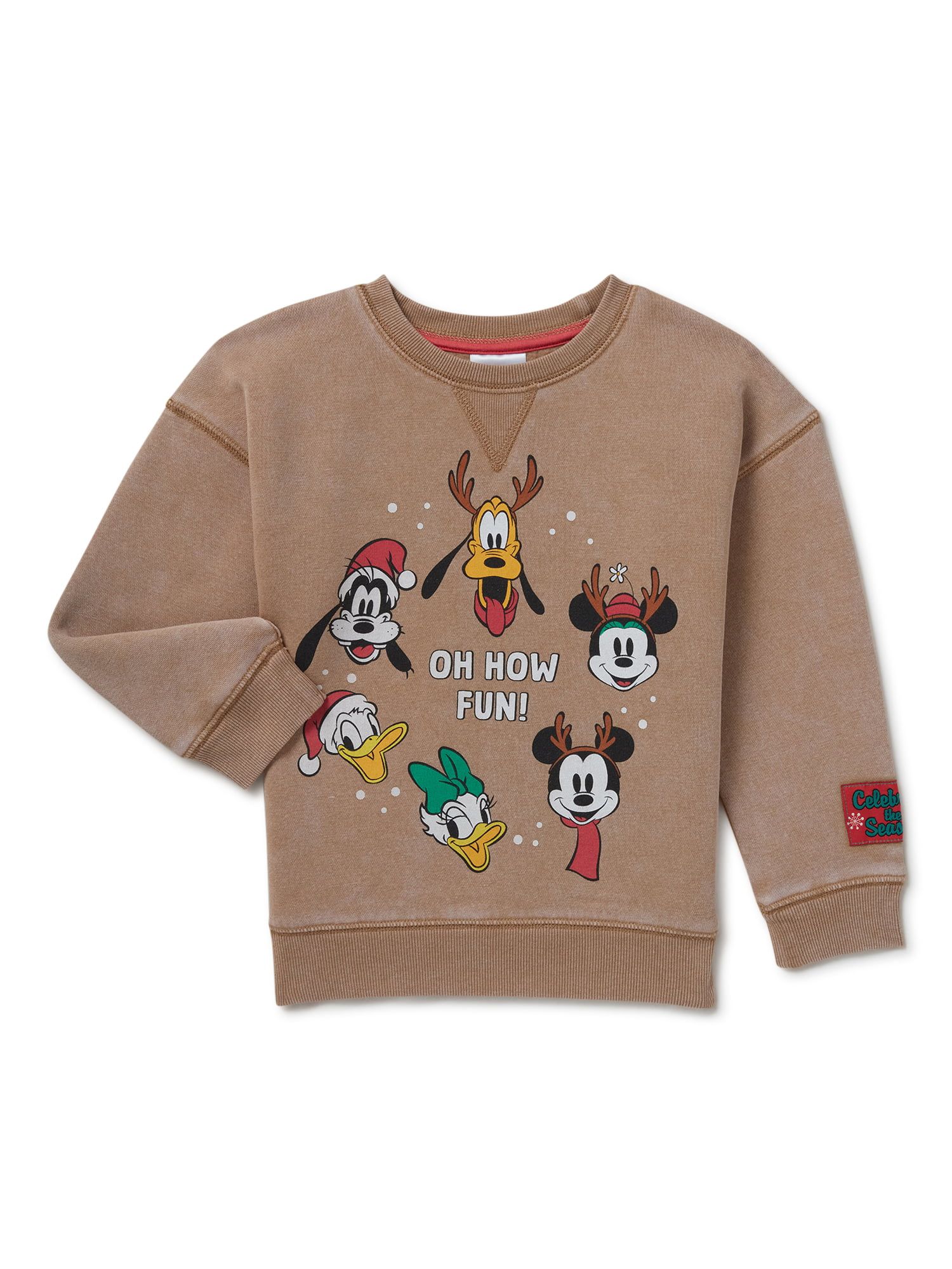 Mickey Mouse Baby and Toddler Boys Festive Crewneck Sweatshirt, Sizes 12M-5T | Walmart (US)