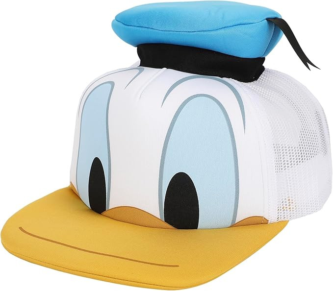 Disney Classic Characters Donald Duck Die Cut Bill and Hatt Applique Nylon and Mesh B5 Trucker Ha... | Amazon (US)