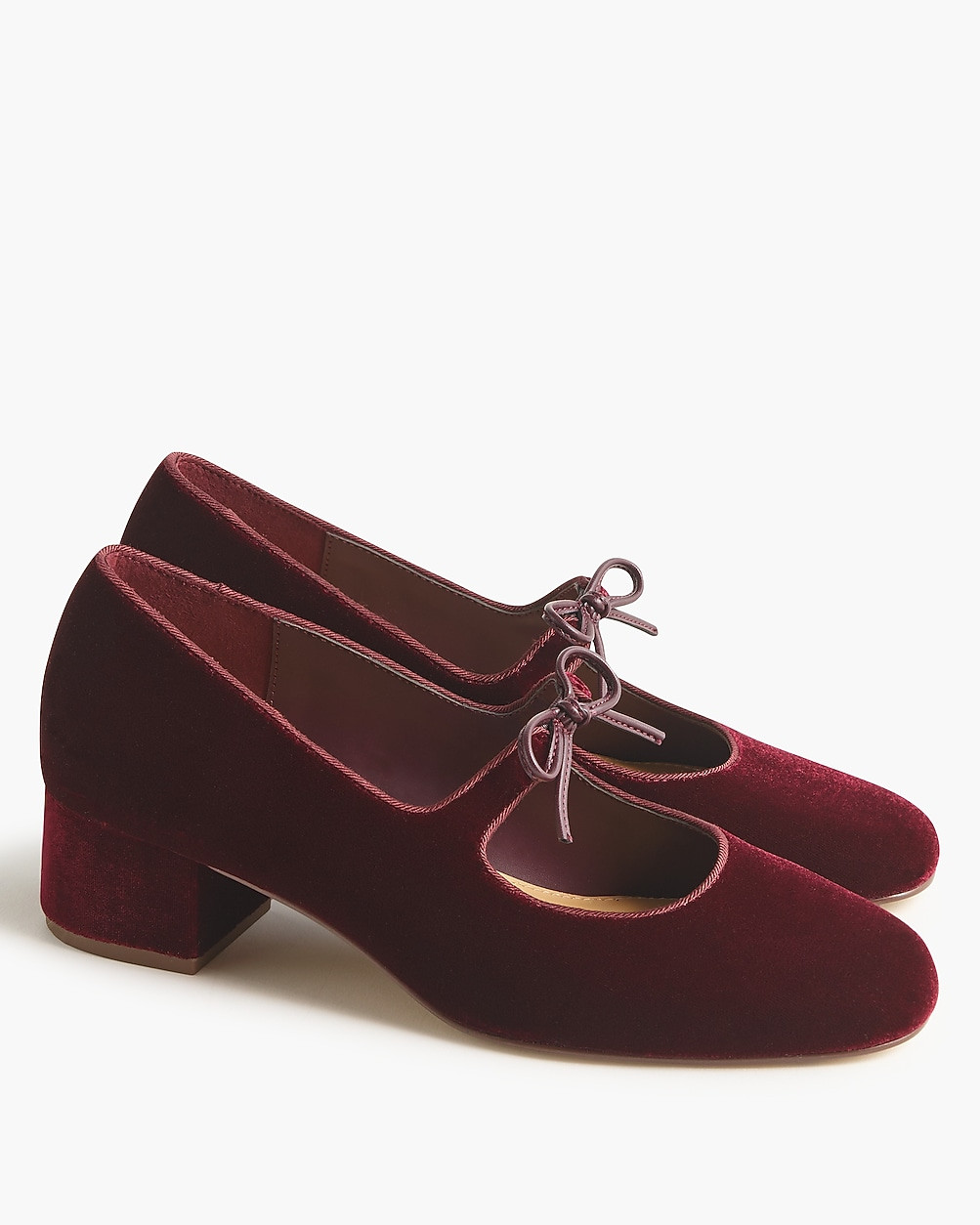 Velvet bow tie–heeled Mary Janes | J.Crew Factory