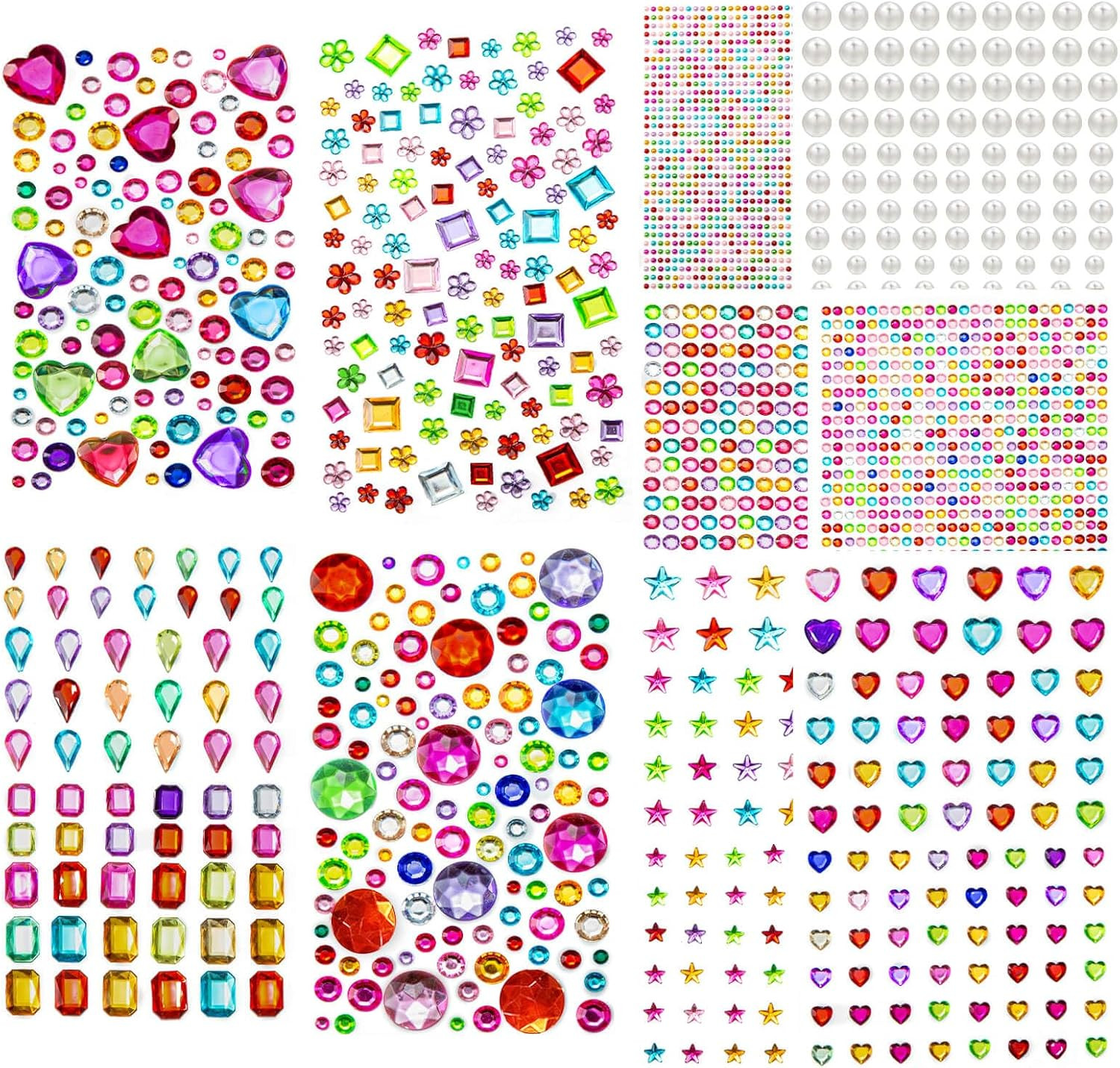 2774PCS Gem Stickers, Self Adhesive Gems for Crafts, Acrylic Bling Heart Sticker, Jewel Stickers ... | Amazon (US)