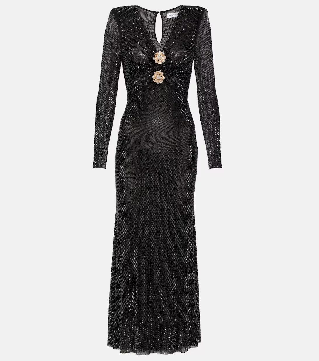 Crystal-embellished mesh midi dress | Mytheresa (UK)