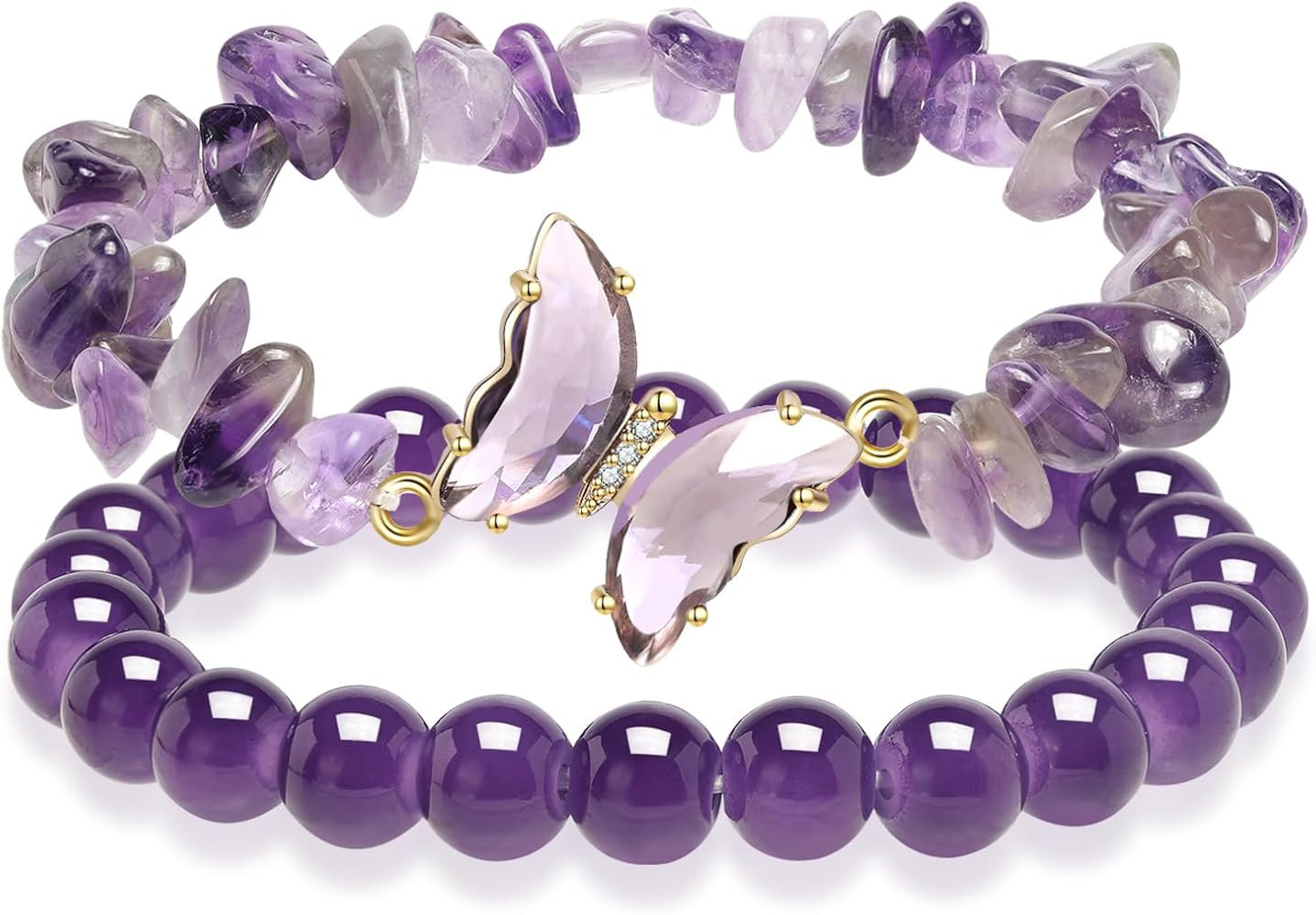 Artlunar Butterfly Bracelets Healing Bracelet Charm Jewelry Gift with Beaded Bracelets Purple Bra... | Amazon (US)