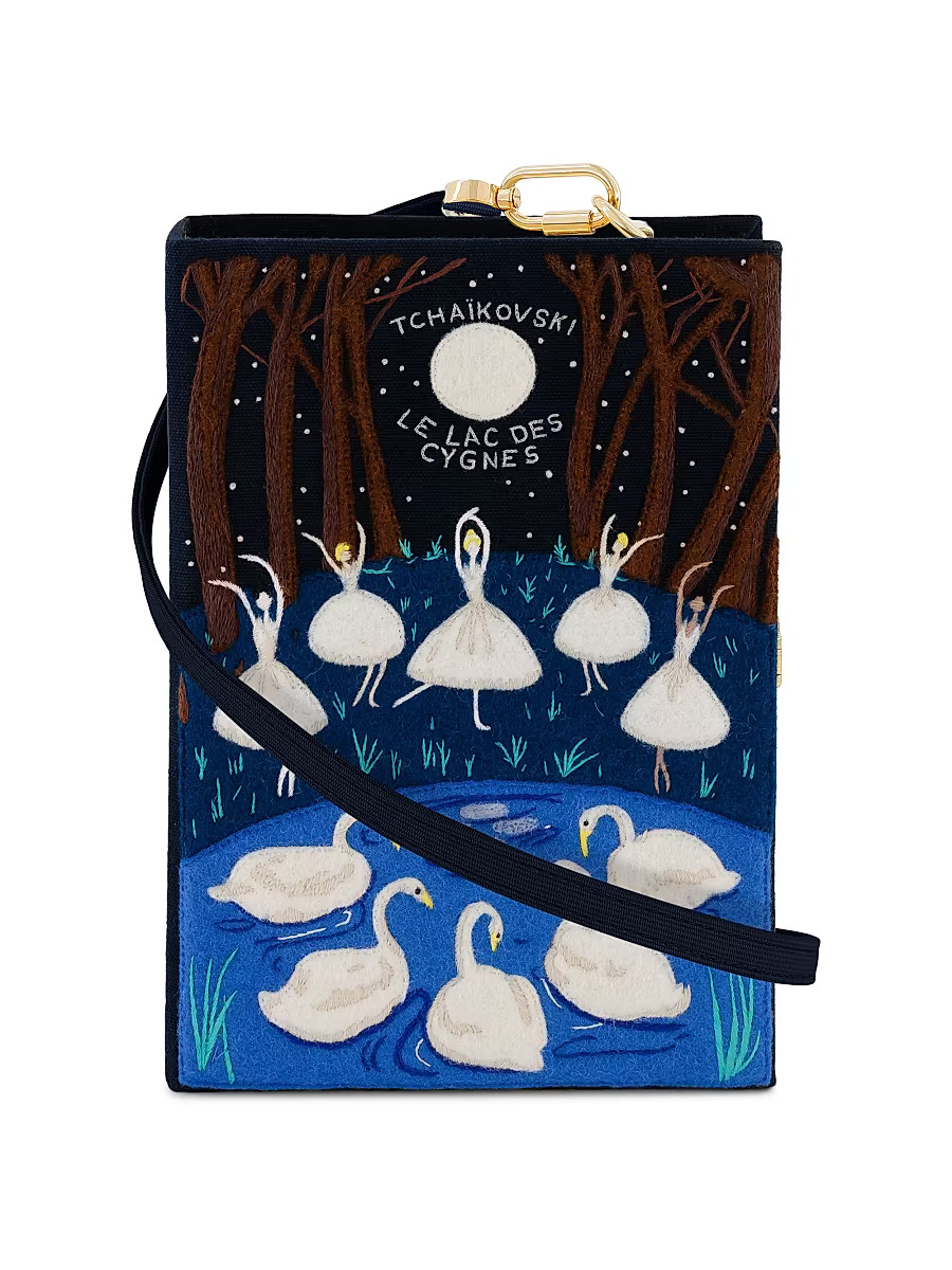 Women's Le Lac Des Cygnes Embroidered Book Clutch - Blue Multi | Saks Fifth Avenue