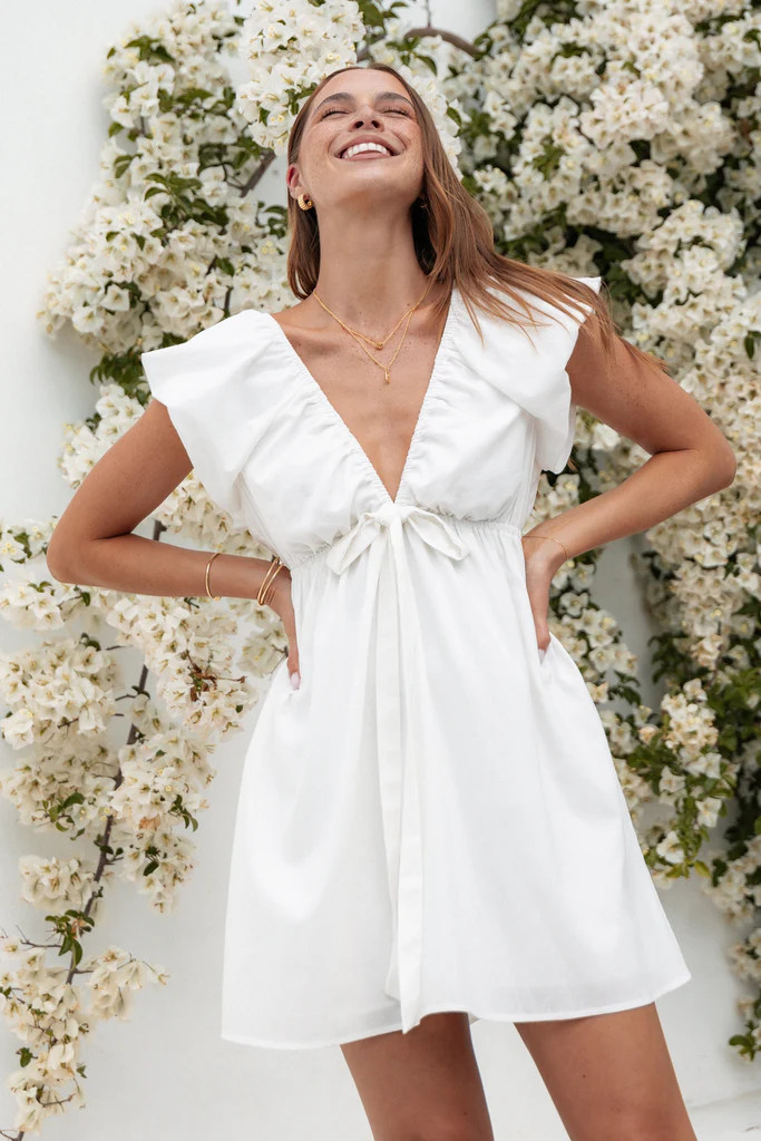 Kathy Mini Dress - White | Petal & Pup (US)